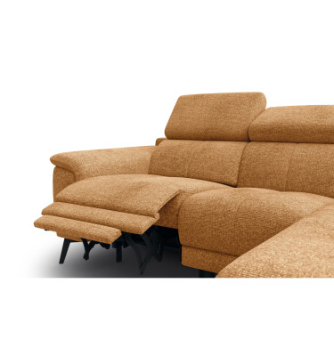 FIERO Ecksofa 3-Sitzer mit 1 Relaxfunktion und verstellbare Kopfstützen, orange