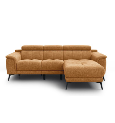 FIERO Ecksofa 3-Sitzer mit 1 Relaxfunktion und verstellbare Kopfstützen, orange