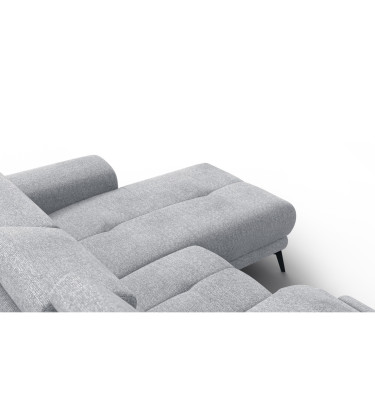 FIERO Ecksofa 3-Sitzer mit 1 Relaxfunktion und verstellbare Kopfstützen, silbergrau