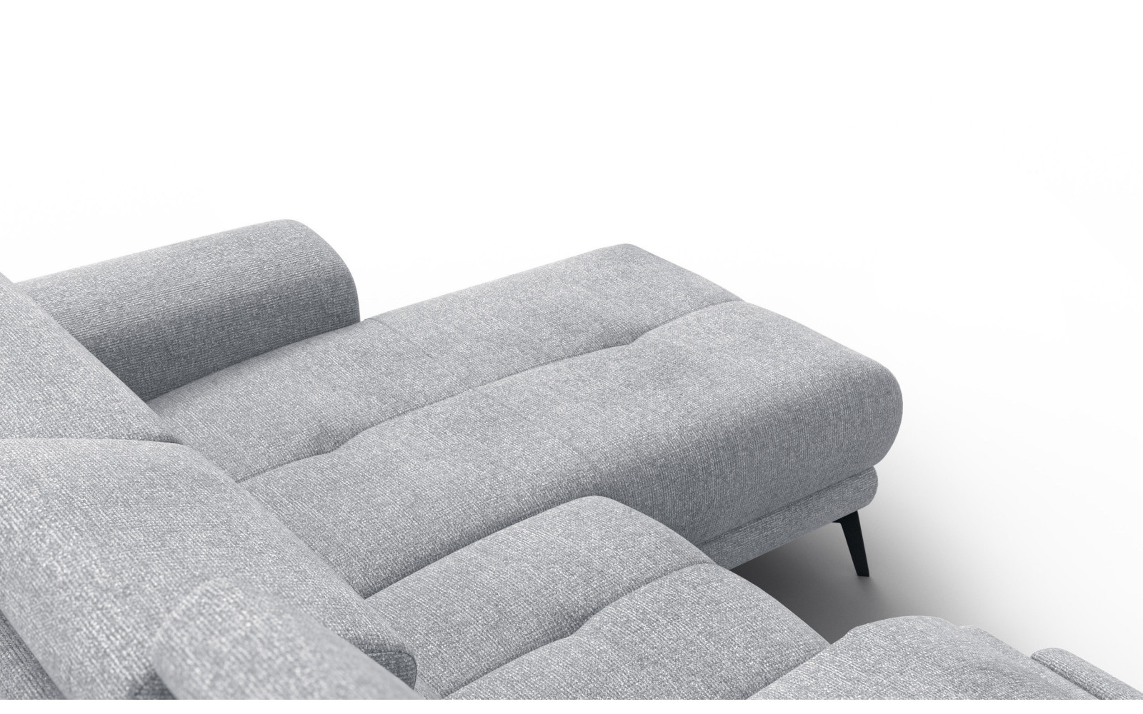 FIERO Ecksofa 3-Sitzer mit 1 Relaxfunktion und verstellbare Kopfstützen, silbergrau