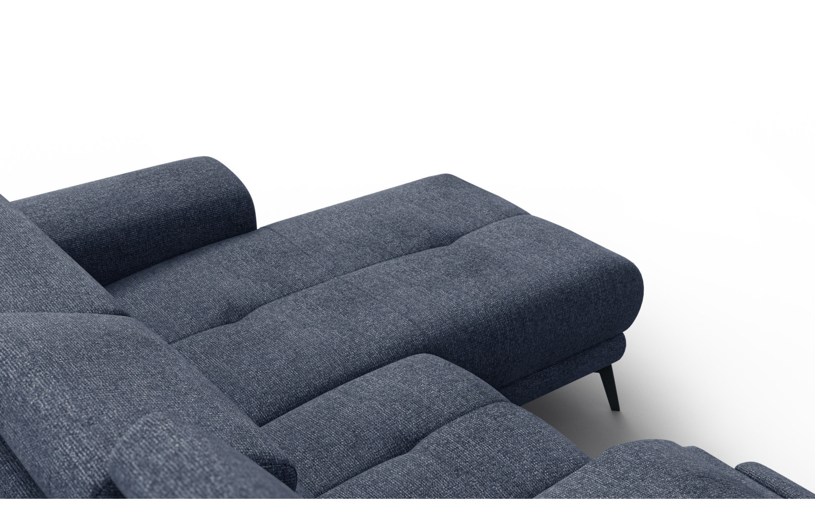 FIERO Ecksofa 3-Sitzer mit 1 Relaxfunktion und verstellbare Kopfstützen, marineblau