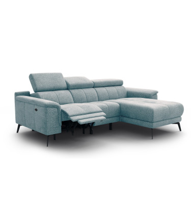 FIERO Ecksofa 3-Sitzer mit 1 Relaxfunktion und verstellbare Kopfstützen, mint