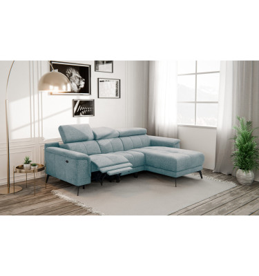 FIERO Ecksofa 3-Sitzer mit 1 Relaxfunktion und verstellbare Kopfstützen, mint