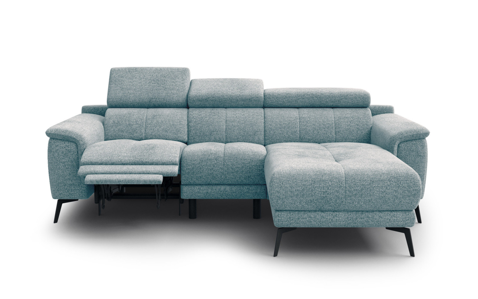 FIERO Ecksofa 3-Sitzer mit 1 Relaxfunktion und verstellbare Kopfstützen, mint