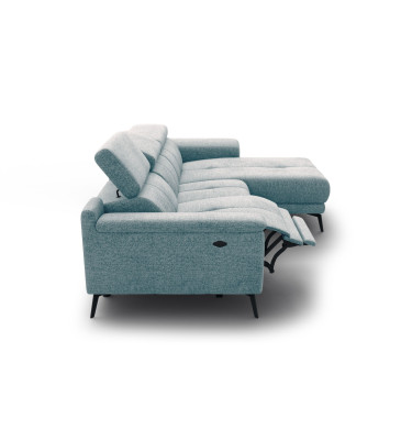 FIERO Ecksofa 3-Sitzer mit 1 Relaxfunktion und verstellbare Kopfstützen, mint