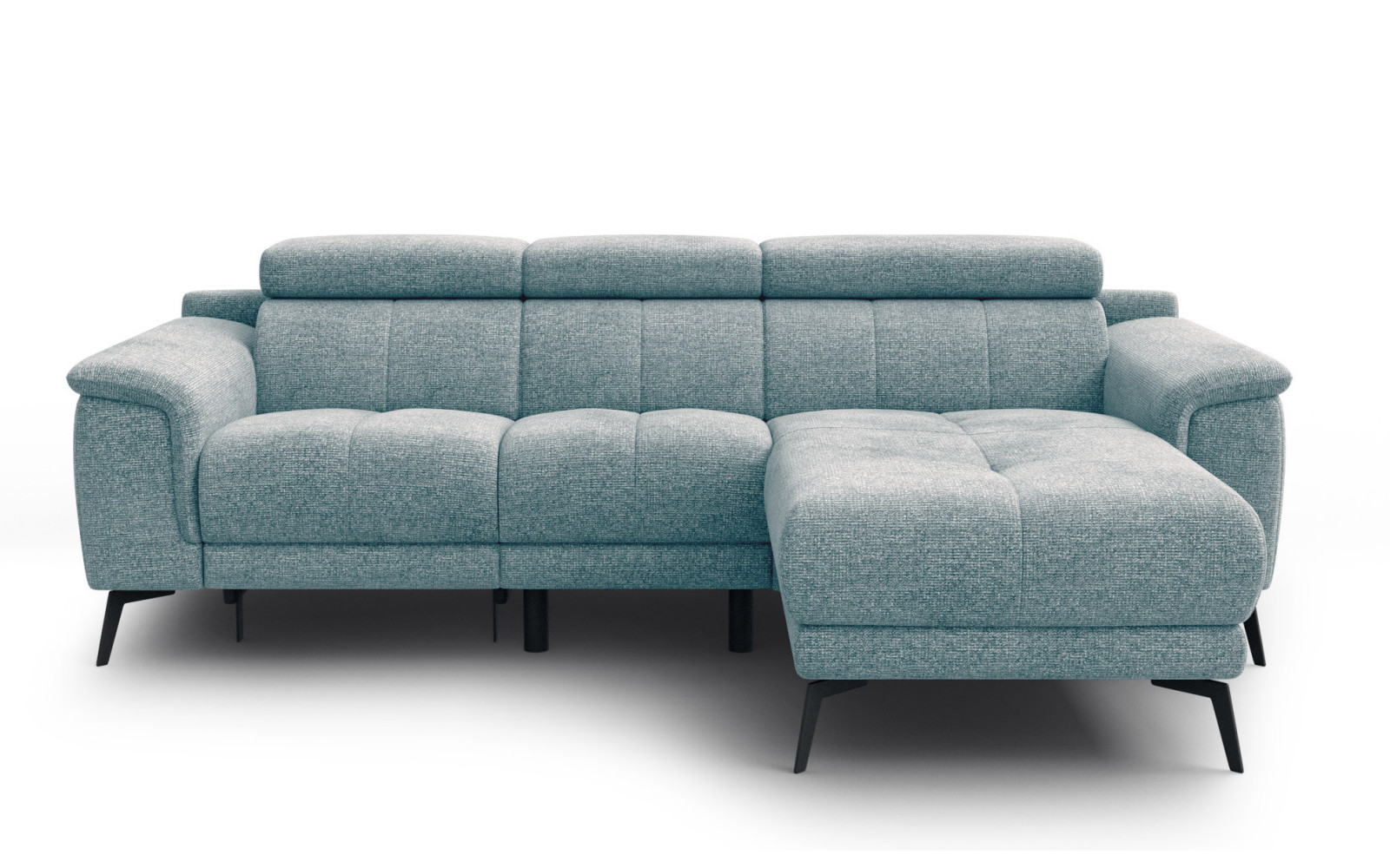 FIERO Ecksofa 3-Sitzer mit 1 Relaxfunktion und verstellbare Kopfstützen, mint