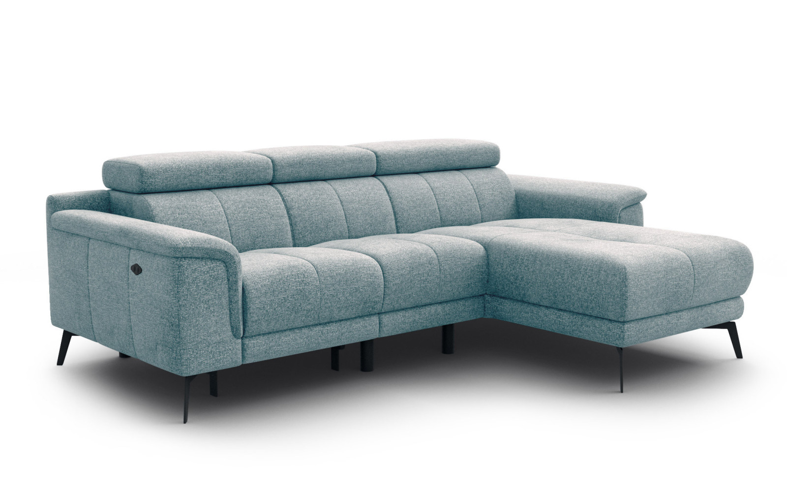 FIERO Ecksofa 3-Sitzer mit 1 Relaxfunktion und verstellbare Kopfstützen, mint