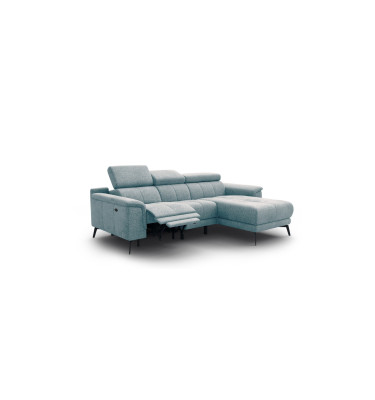 FIERO Ecksofa 3-Sitzer mit 1 Relaxfunktion und verstellbare Kopfstützen, mint