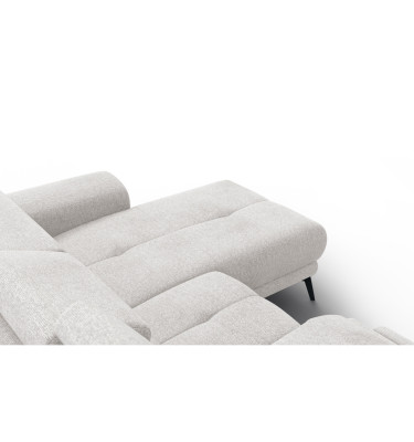 FIERO Ecksofa 3-Sitzer mit 1 Relaxfunktion und verstellbare Kopfstützen, creme