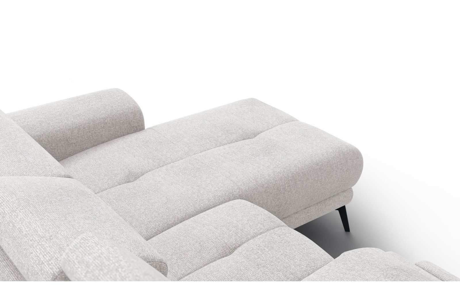 FIERO Ecksofa 3-Sitzer mit 1 Relaxfunktion und verstellbare Kopfstützen, creme
