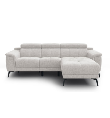 FIERO Ecksofa 3-Sitzer mit 1 Relaxfunktion und verstellbare Kopfstützen, creme