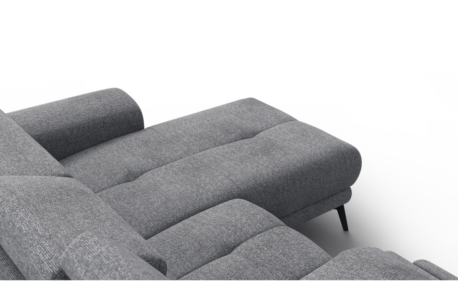 FIERO Ecksofa 3-Sitzer mit 1 Relaxfunktion und verstellbare Kopfstützen, grau