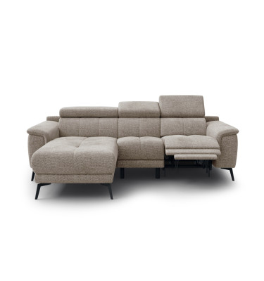 FIERO Ecksofa 3-Sitzer mit 1 Relaxfunktion und verstellbare Kopfstützen, taupe