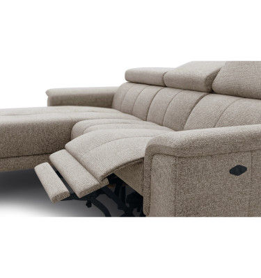 FIERO Ecksofa 3-Sitzer mit 1 Relaxfunktion und verstellbare Kopfstützen, taupe