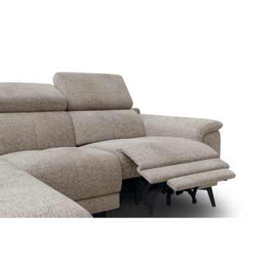 FIERO Ecksofa 3-Sitzer mit 1 Relaxfunktion und verstellbare Kopfstützen, taupe