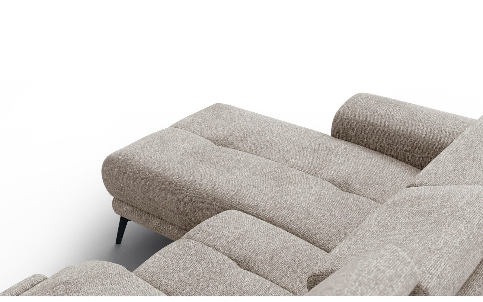 FIERO Ecksofa 3-Sitzer mit 1 Relaxfunktion und verstellbare Kopfstützen, taupe