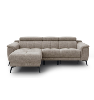 FIERO Ecksofa 3-Sitzer mit 1 Relaxfunktion und verstellbare Kopfstützen, taupe