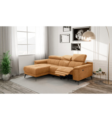 FIERO Ecksofa 3-Sitzer mit 1 Relaxfunktion und verstellbare Kopfstützen, orange