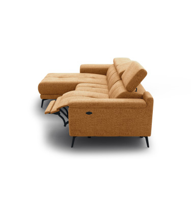 FIERO Ecksofa 3-Sitzer mit 1 Relaxfunktion und verstellbare Kopfstützen, orange