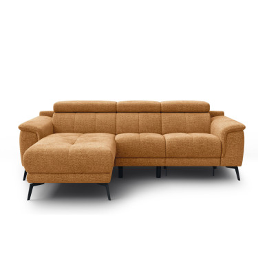 FIERO Ecksofa 3-Sitzer mit 1 Relaxfunktion und verstellbare Kopfstützen, orange