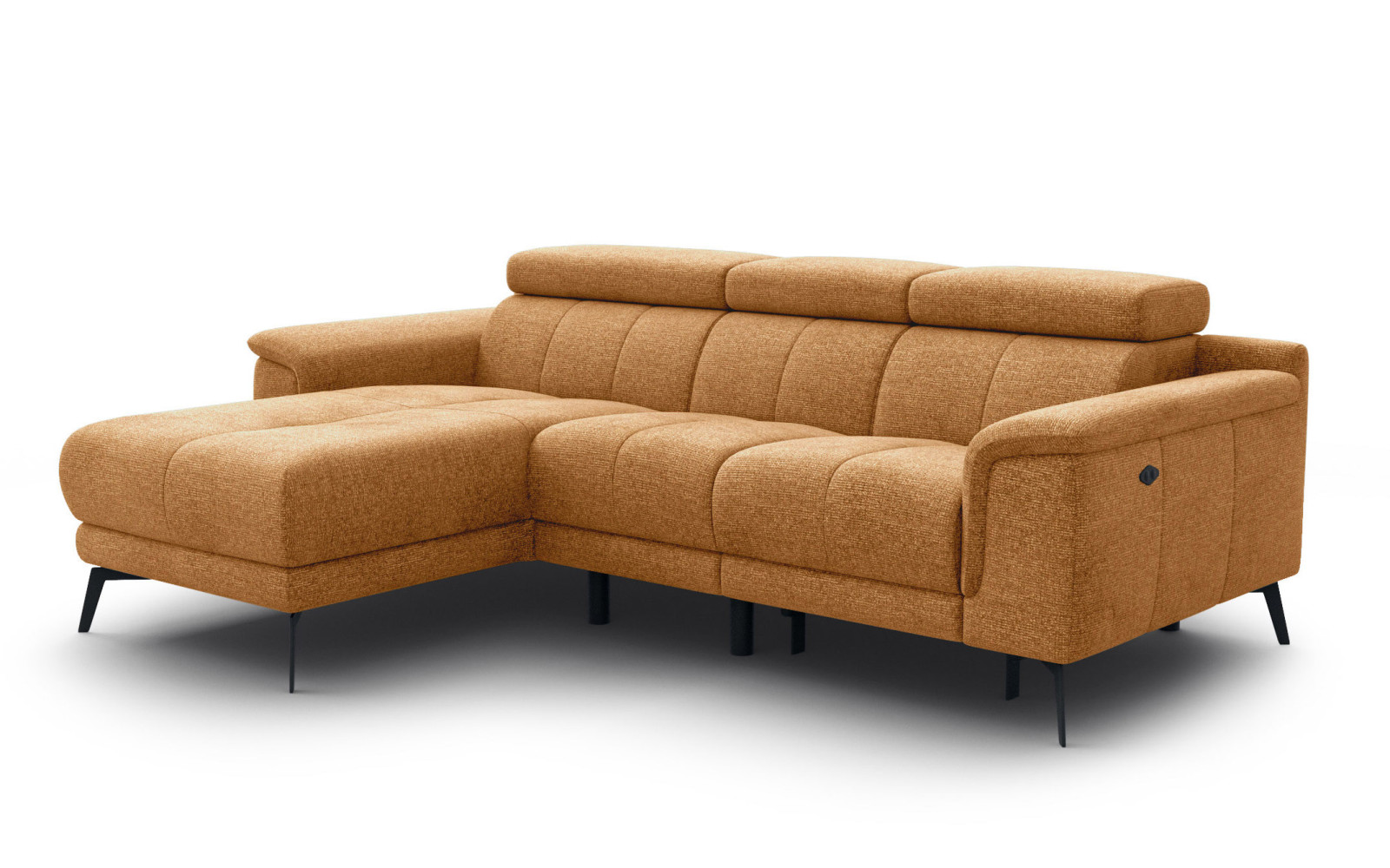 FIERO Ecksofa 3-Sitzer mit 1 Relaxfunktion und verstellbare Kopfstützen, orange