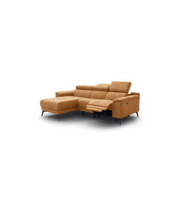 FIERO Ecksofa 3-Sitzer mit 1 Relaxfunktion und verstellbare Kopfstützen, orange