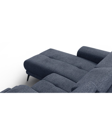 FIERO Ecksofa 3-Sitzer mit 1 Relaxfunktion und verstellbare Kopfstützen, marineblau