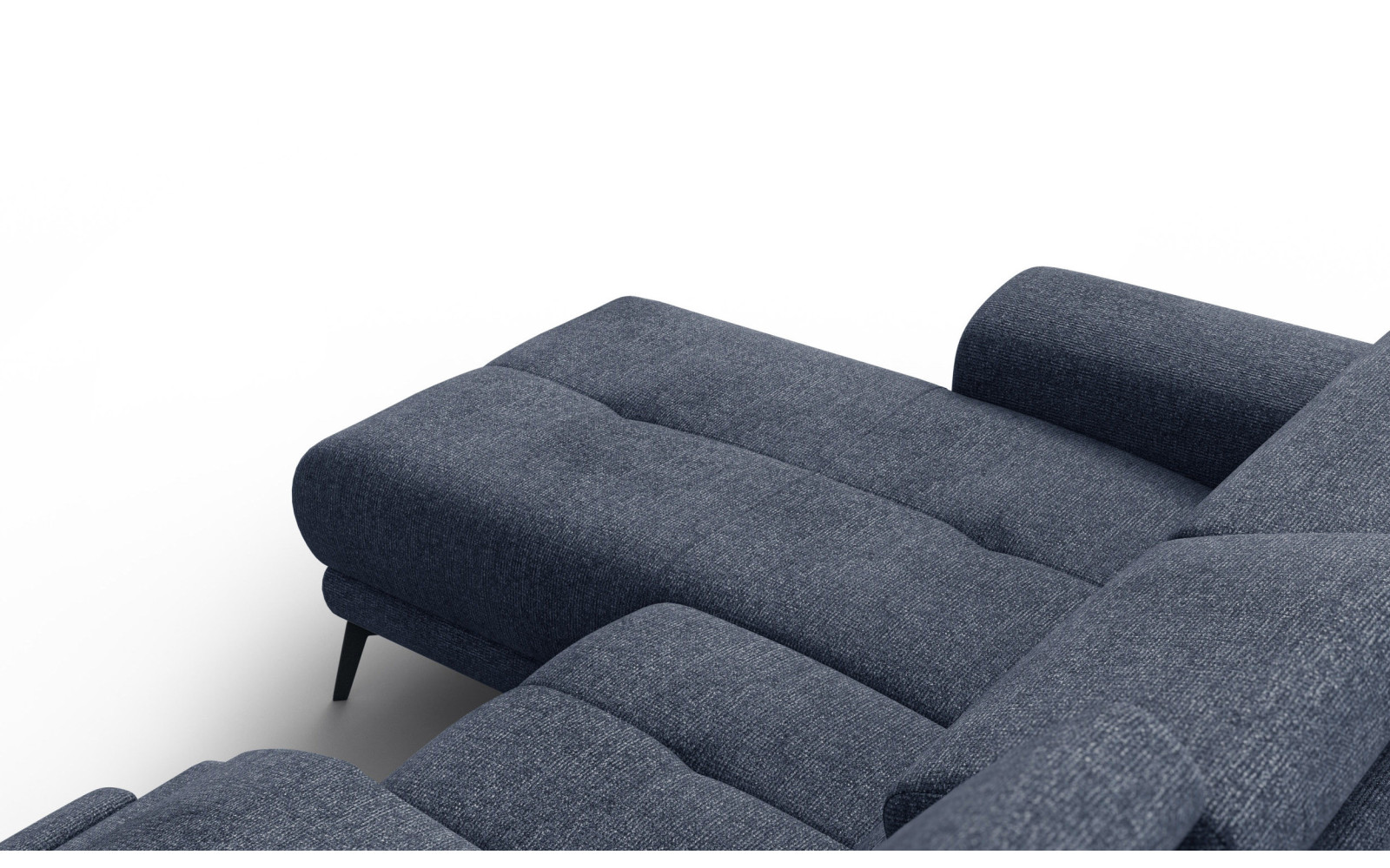 FIERO Ecksofa 3-Sitzer mit 1 Relaxfunktion und verstellbare Kopfstützen, marineblau