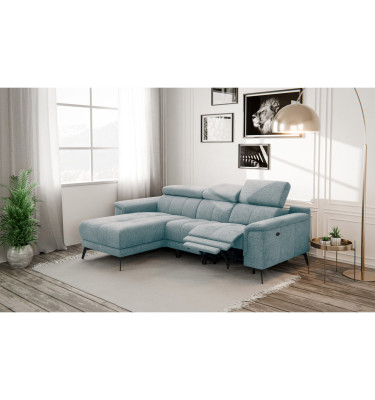 FIERO Ecksofa 3-Sitzer mit 1 Relaxfunktion und verstellbare Kopfstützen, mint