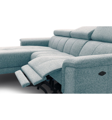 FIERO Ecksofa 3-Sitzer mit 1 Relaxfunktion und verstellbare Kopfstützen, mint