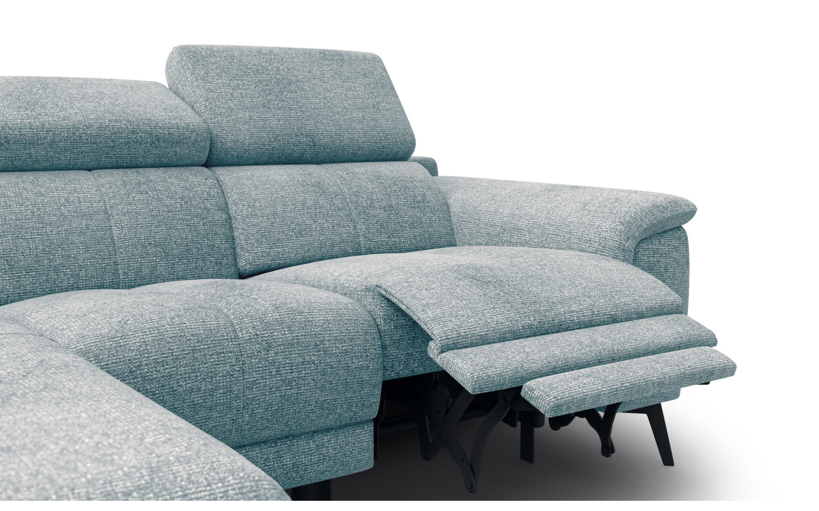 FIERO Ecksofa 3-Sitzer mit 1 Relaxfunktion und verstellbare Kopfstützen, mint