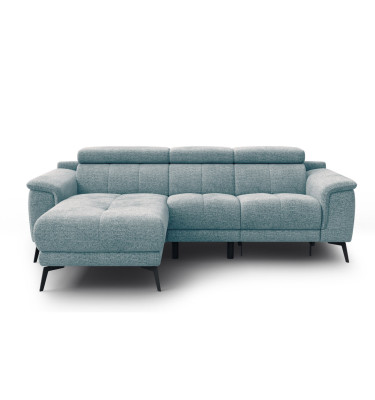 FIERO Ecksofa 3-Sitzer mit 1 Relaxfunktion und verstellbare Kopfstützen, mint