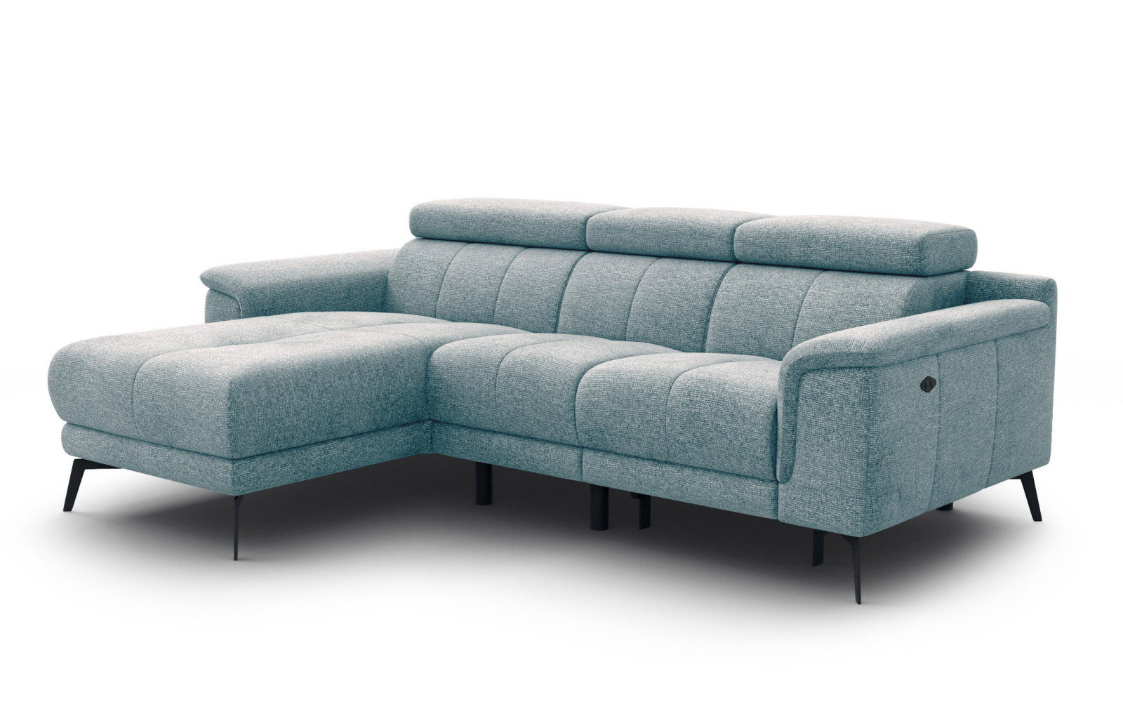 FIERO Ecksofa 3-Sitzer mit 1 Relaxfunktion und verstellbare Kopfstützen, mint