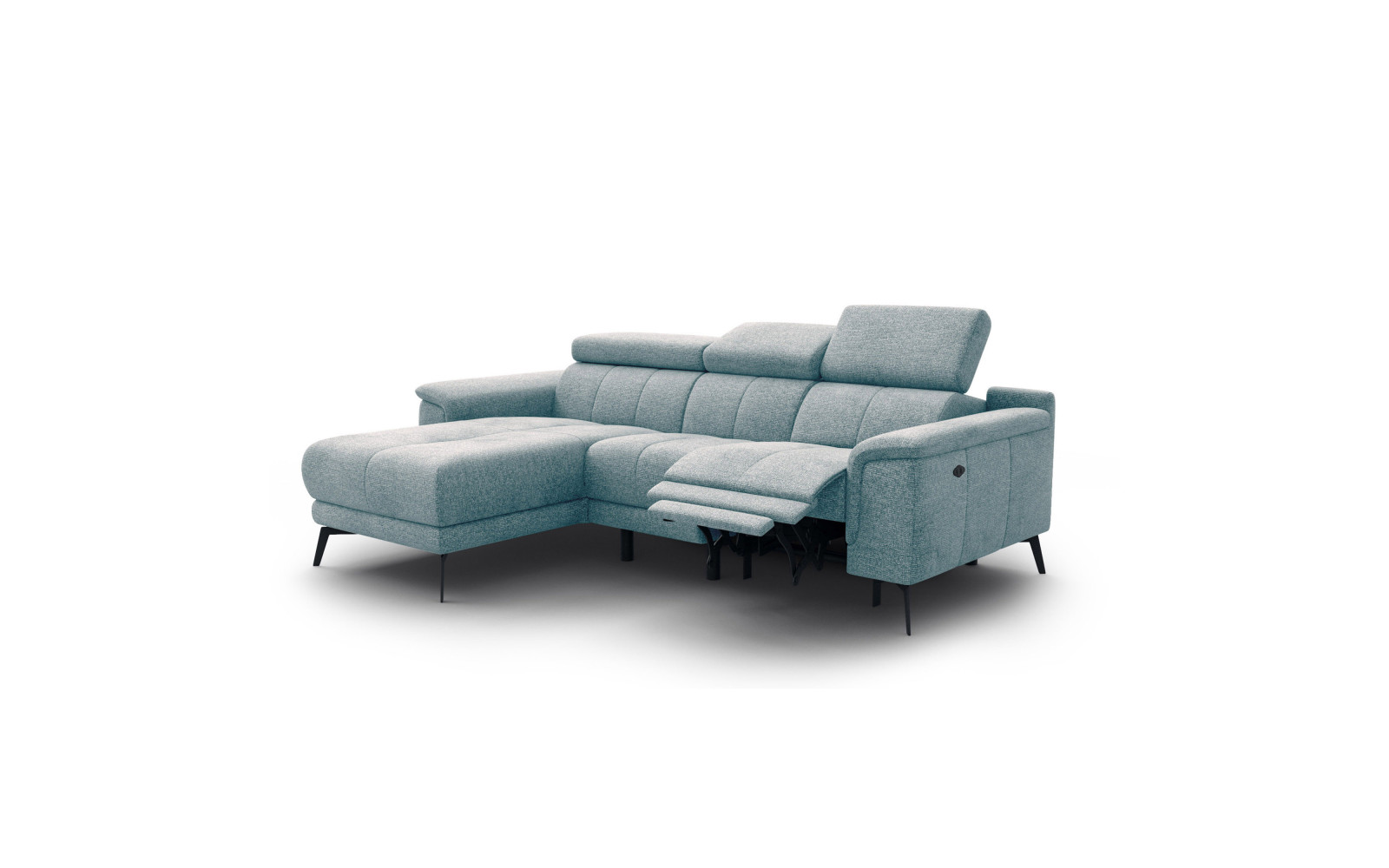 FIERO Ecksofa 3-Sitzer mit 1 Relaxfunktion und verstellbare Kopfstützen, mint