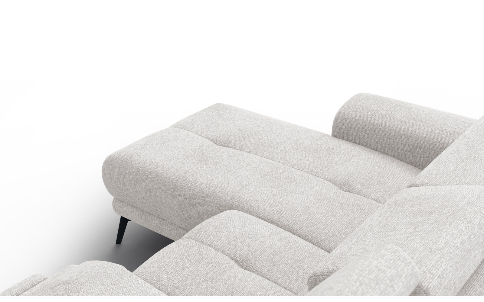 FIERO Ecksofa 3-Sitzer mit 1 Relaxfunktion und verstellbare Kopfstützen, creme