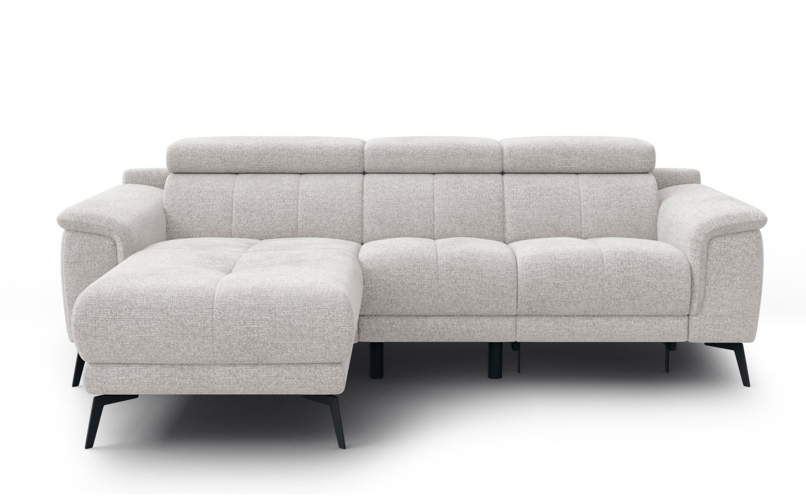 FIERO Ecksofa 3-Sitzer mit 1 Relaxfunktion und verstellbare Kopfstützen, creme