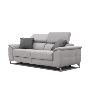PLAUEN Sofa 3-Sitzer mit 2 Relaxfunktionen und verstellbare Kopfstützen, hellgrau