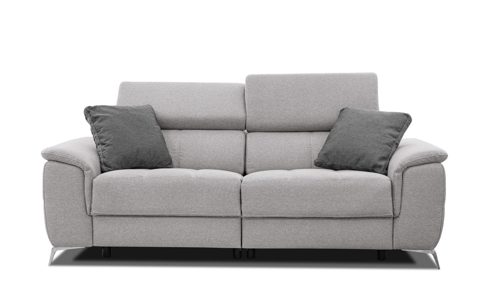 PLAUEN Sofa 3-Sitzer mit 2 Relaxfunktionen und verstellbare Kopfstützen, hellgrau