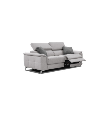 PLAUEN Sofa 3-Sitzer mit 2 Relaxfunktionen und verstellbare Kopfstützen, hellgrau