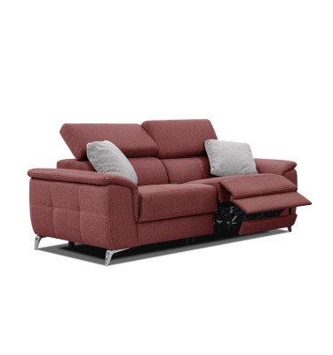 PLAUEN Sofa 3-Sitzer mit 2 Relaxfunktionen und verstellbare Kopfstützen, bordeaux