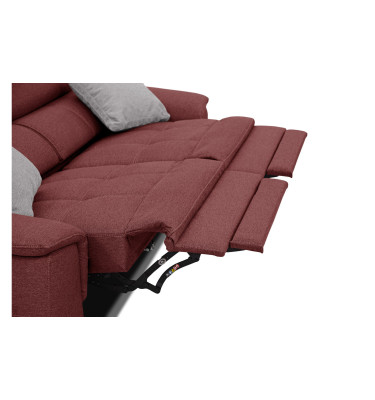 PLAUEN Sofa 3-Sitzer mit 2 Relaxfunktionen und verstellbare Kopfstützen, bordeaux