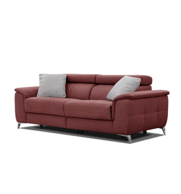 PLAUEN Sofa 3-Sitzer mit 2 Relaxfunktionen und verstellbare Kopfstützen, bordeaux