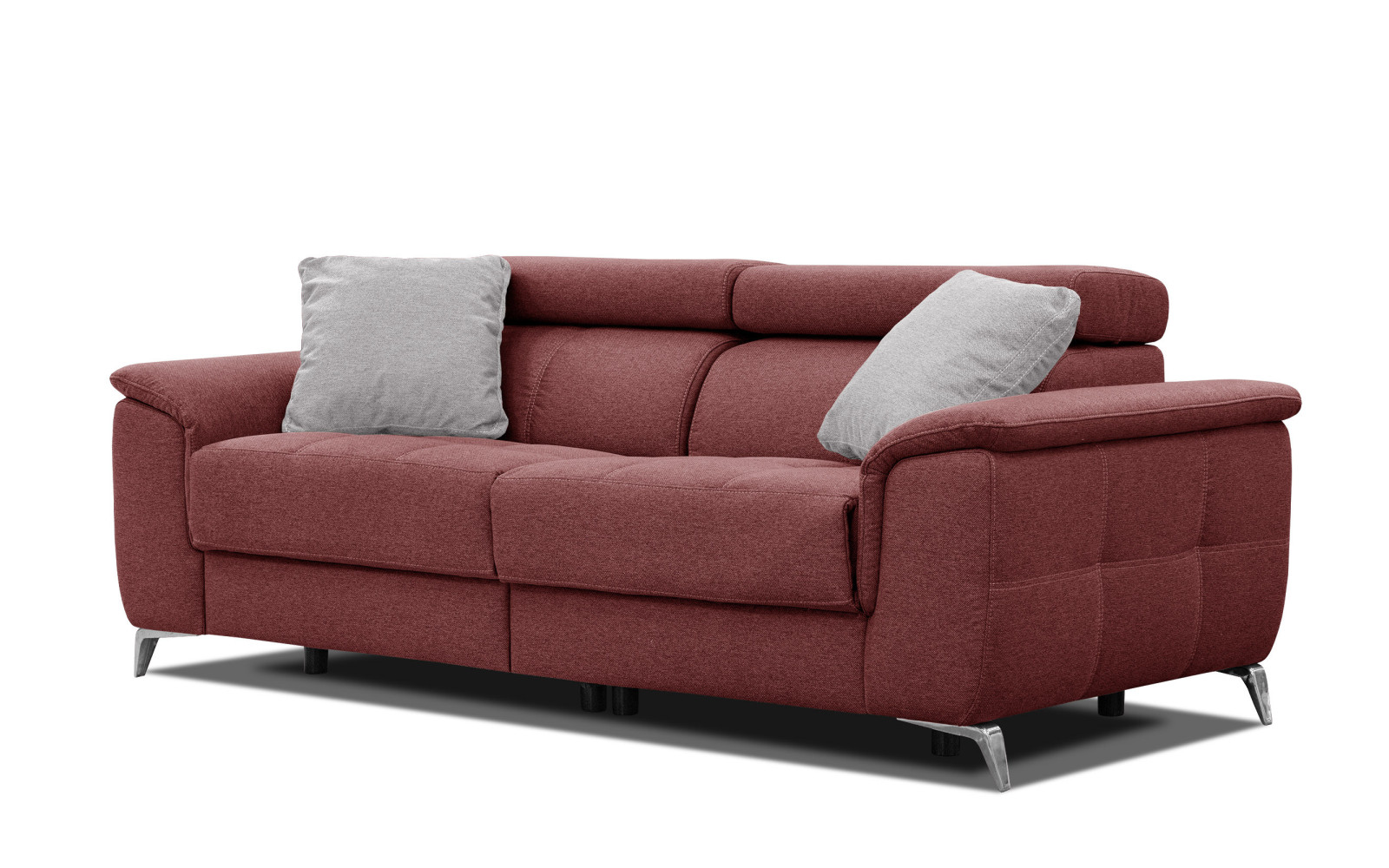 PLAUEN Sofa 3-Sitzer mit 2 Relaxfunktionen und verstellbare Kopfstützen, bordeaux