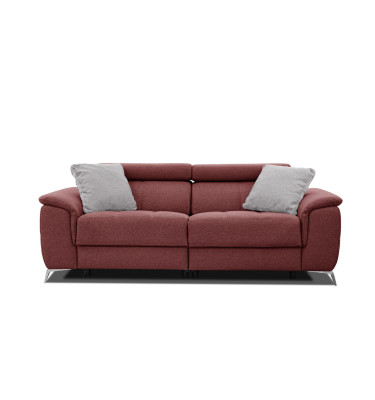 PLAUEN Sofa 3-Sitzer mit 2 Relaxfunktionen und verstellbare Kopfstützen, bordeaux