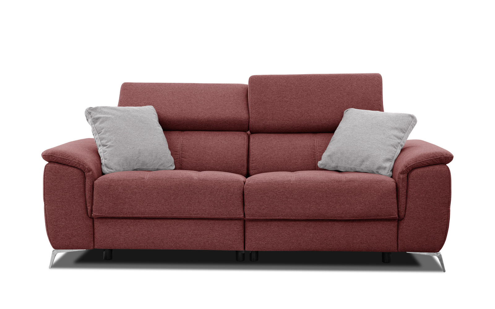PLAUEN Sofa 3-Sitzer mit 2 Relaxfunktionen und verstellbare Kopfstützen, bordeaux