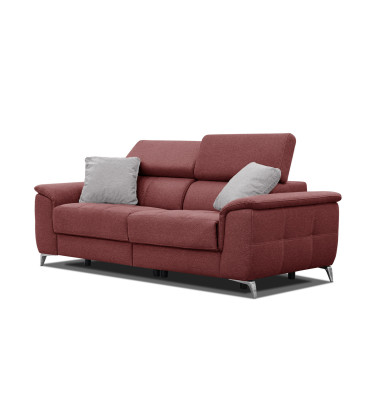 PLAUEN Sofa 3-Sitzer mit 2 Relaxfunktionen und verstellbare Kopfstützen, bordeaux
