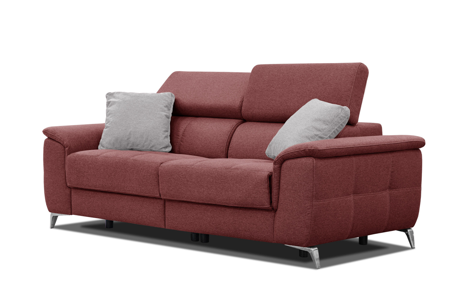 PLAUEN Sofa 3-Sitzer mit 2 Relaxfunktionen und verstellbare Kopfstützen, bordeaux