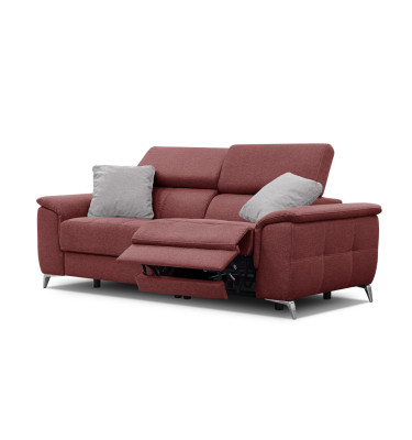 PLAUEN Sofa 3-Sitzer mit 2 Relaxfunktionen und verstellbare Kopfstützen, bordeaux