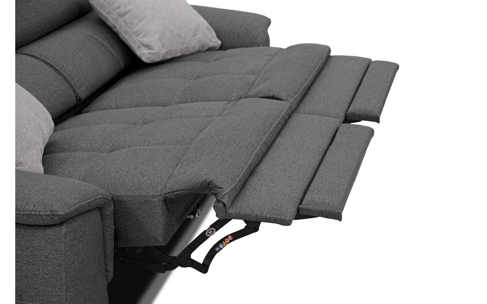 PLAUEN Sofa 3-Sitzer mit 2 Relaxfunktionen und verstellbare Kopfstützen, dunkelgrau