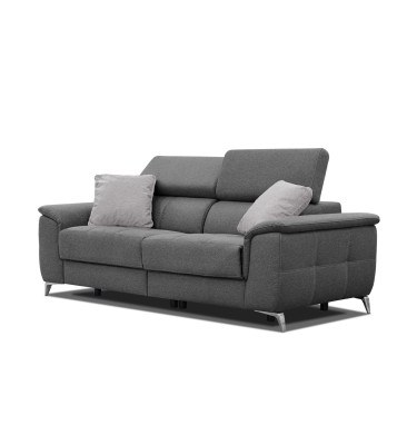 PLAUEN Sofa 3-Sitzer mit 2 Relaxfunktionen und verstellbare Kopfstützen, dunkelgrau